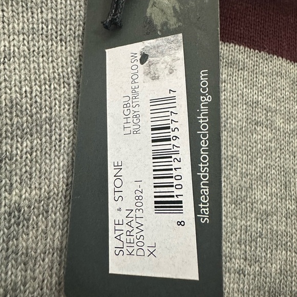 Slate And Stone Kieran Rugby Stripe Polo Sweater Long Sleeve Preppy NWT - Picture 5 of 7